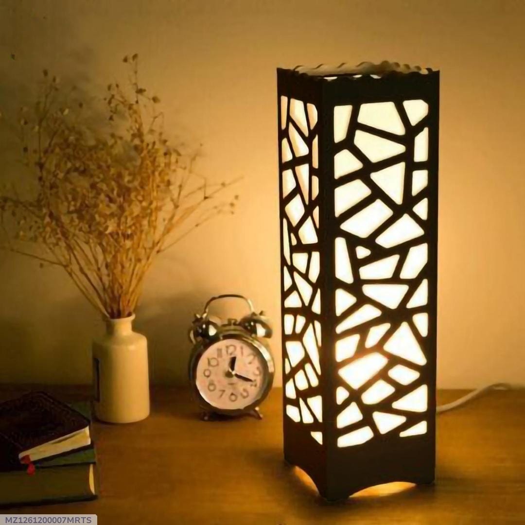Big Size Wooden Side Table Lamp With Laser Cutting